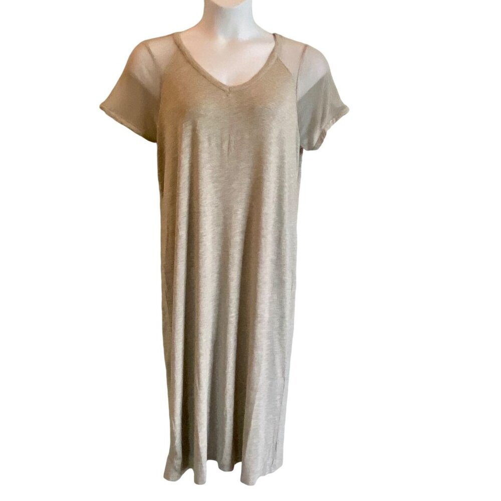 Skinnygirl Gray Short Sleeve Jersey Dress Mesh Accents Women's Plus Size 1X NEW